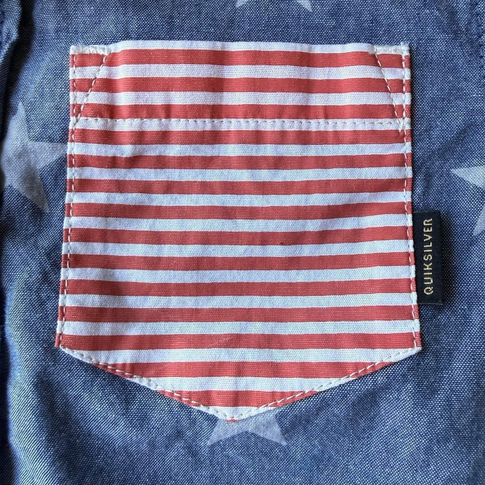 Quiksilver Shirt Set Boys 4T Patriotic Red White Blue Flag 4th Collar Button Tee - Picture 3 of 15